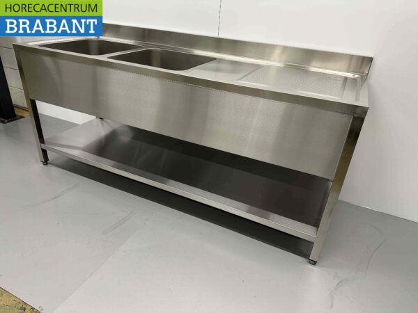 Evier double en acier inoxydable Premium-line Modèle soudé 200 cm Horeca – Image 4