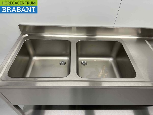 Evier double en acier inoxydable Premium-line Modèle soudé 200 cm Horeca – Image 5