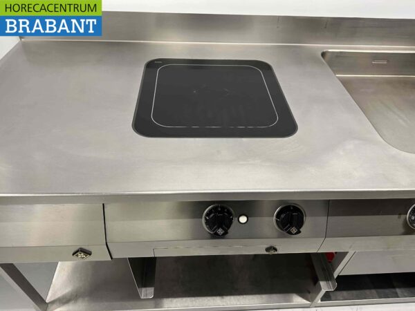 Acier inoxydable MKN Ligne de cuisson Double four électrique Induction et rôtissoire et plan de travail réfrigéré 300 cm 230/400V Horeca – Image 6