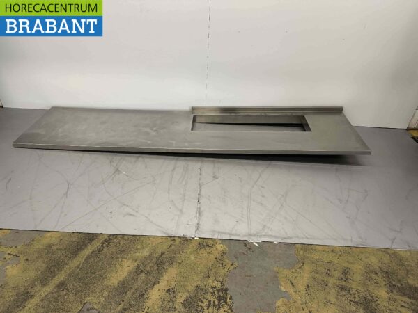 Plan de travail en acier inoxydable avec niche 280,5 x 70 cm Horeca