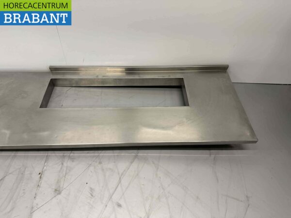 Plan de travail en acier inoxydable avec niche 280,5 x 70 cm Horeca – Image 2