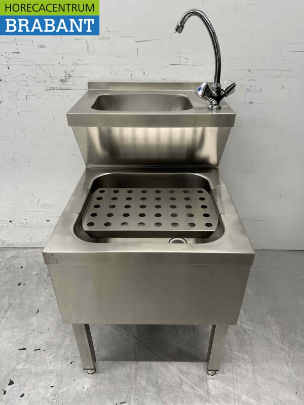 Acier inoxydable HCB Évier double Évier à bec verseur combi Robinet 50.5 cm Horeca