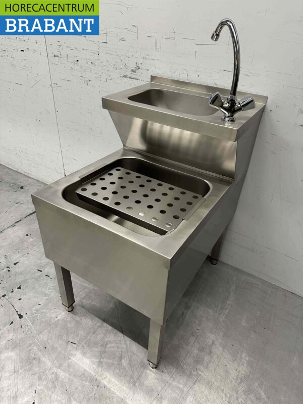 Acier inoxydable HCB Évier double Évier à bec verseur combi Robinet 50.5 cm Horeca – Image 3