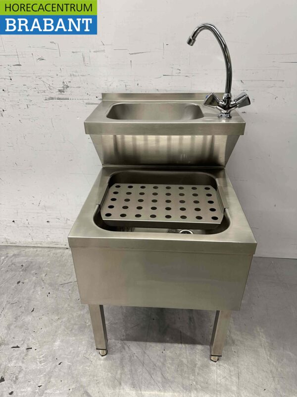 Évier double en acier inoxydable Évier verseur combi Robinet 50.5 cm Horeca