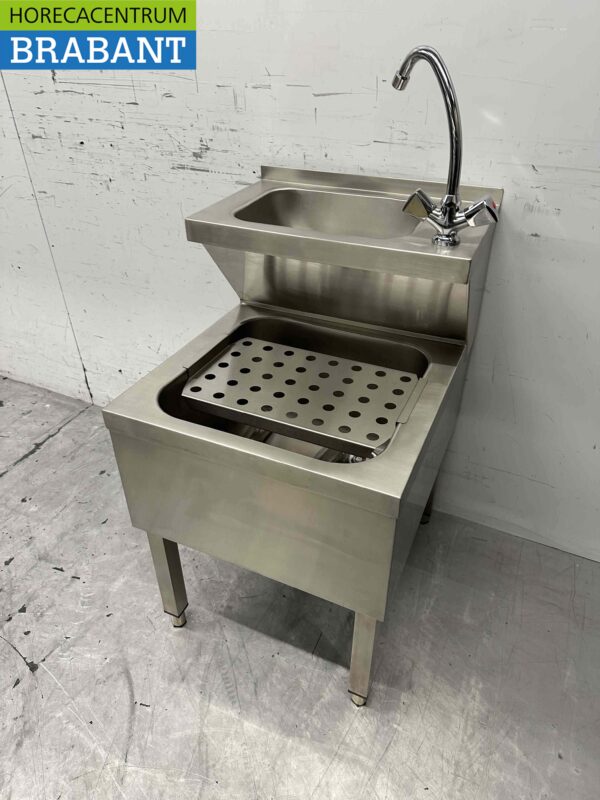 Évier double en acier inoxydable Évier verseur combi Robinet 50.5 cm Horeca – Image 2