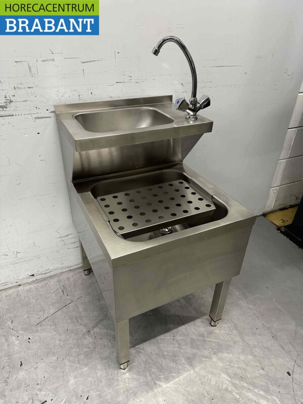 Évier double en acier inoxydable Évier verseur combi Robinet 50.5 cm Horeca – Image 3