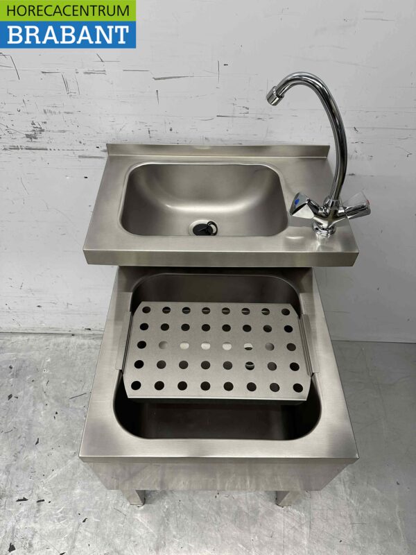 Évier double en acier inoxydable Évier verseur combi Robinet 50.5 cm Horeca – Image 4