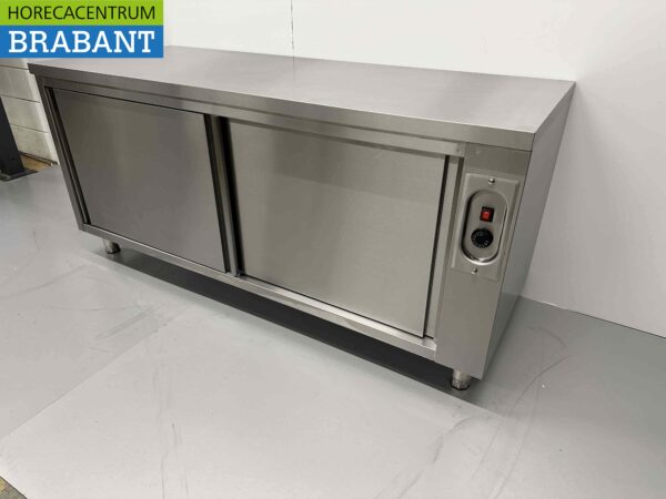 Acier inoxydable Armoire chauffante 2 portes coulissantes Premium-line 180 cm Restauration – Image 2
