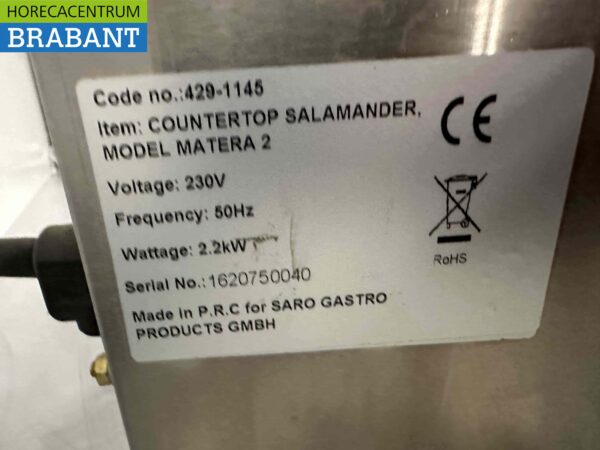 Acier inoxydable Saro Matera 2 Salamandre 230V Horeca – Image 5