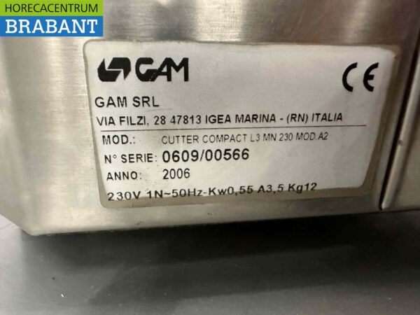 GAM Compact Cutter en acier inoxydable Coupe-légumes 3 litres 230V Horeca – Image 6