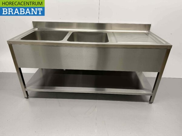 Evier double en acier inoxydable Premium-line Modèle soudé 180 cm Restauration