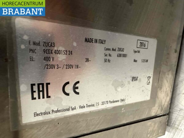 Lave-vaisselle Zanussi Zucai en acier inoxydable Chargement frontal 400V Horeca – Image 6