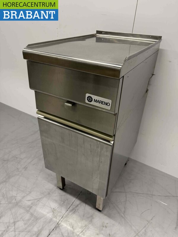 Meuble de travail Mareno en acier inoxydable Meuble neutre avec tiroir et porte 40 cm Traiteur – Image 2