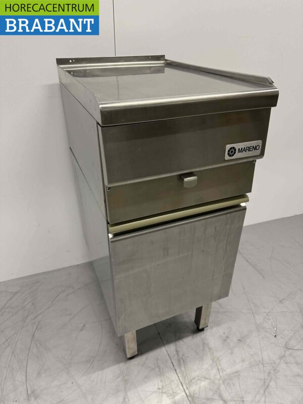 Meuble de travail Mareno en acier inoxydable Meuble neutre avec tiroir et porte 40 cm Traiteur – Image 3