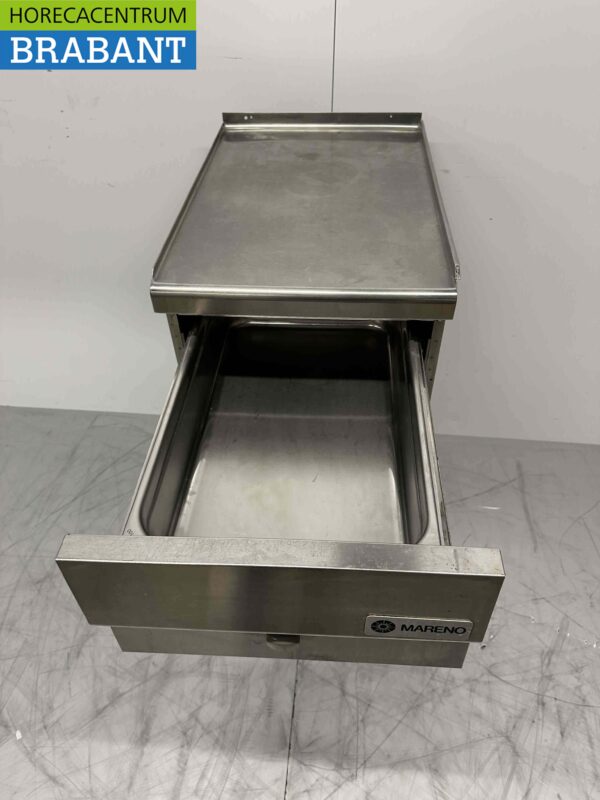 Meuble de travail Mareno en acier inoxydable Meuble neutre avec tiroir et porte 40 cm Traiteur – Image 4