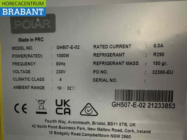 Polar GH507 Congélateur à double porte en verre Congélateur 920 litres 230V Horeca – Image 5