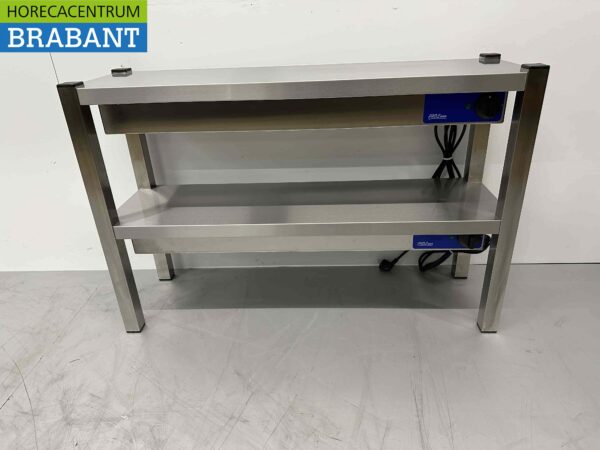 Pont double chauffant en acier inoxydable Etagère chauffante Premium-line 100 cm Horeca
