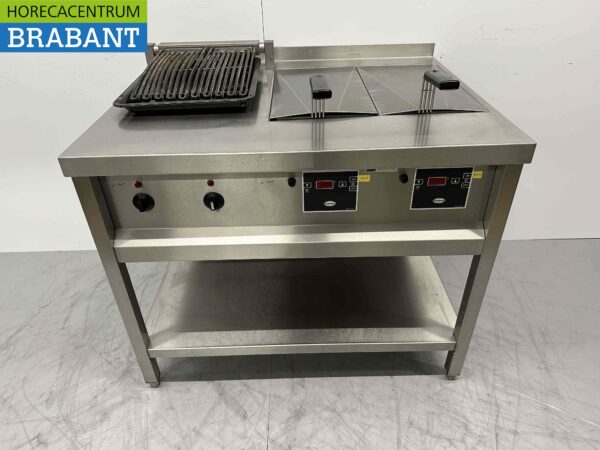 Friteuse double Rubbens en acier inoxydable Friteuse 2 x 10 litres avec grill à eau vapogrill 400V 102 cm Horeca