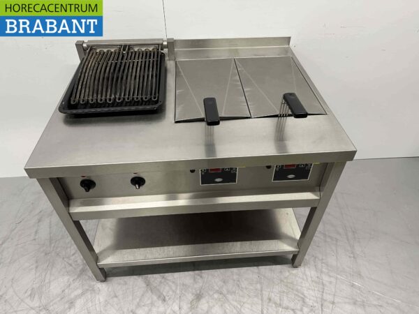 Friteuse double Rubbens en acier inoxydable Friteuse 2 x 10 litres avec grill à eau vapogrill 400V 102 cm Horeca – Image 2