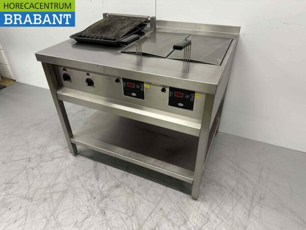 Friteuse double Rubbens en acier inoxydable Friteuse 2 x 10 litres avec grill à eau vapogrill 400V 102 cm Horeca – Image 3