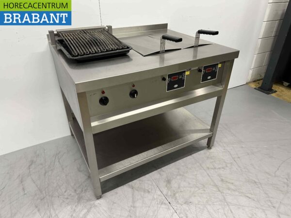 Friteuse double Rubbens en acier inoxydable Friteuse 2 x 10 litres avec grill à eau vapogrill 400V 102 cm Horeca – Image 4