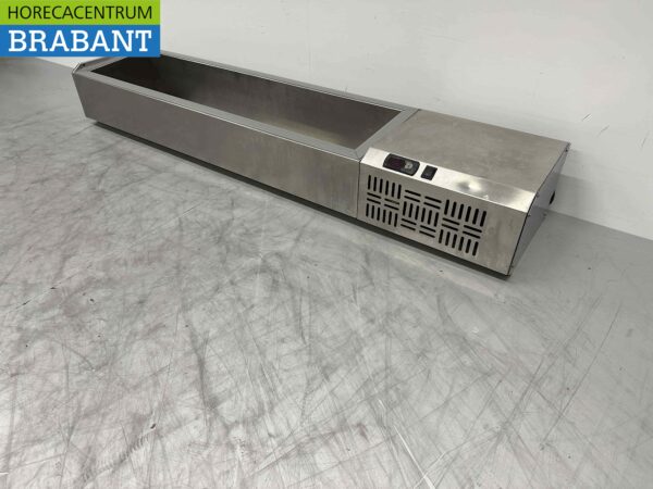 Acier inoxydable Vitrine de comptoir Réfrigérateur de comptoir saladière 6 x 1/4 GN 159,5 cm Horeca – Image 2