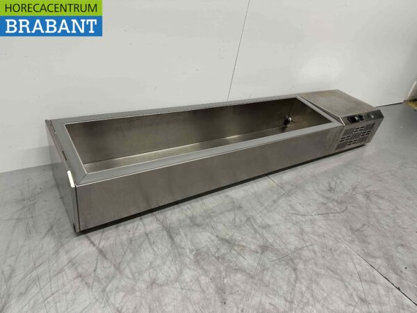 Acier inoxydable Vitrine de comptoir Réfrigérateur de comptoir saladière 6 x 1/4 GN 159,5 cm Horeca – Image 3