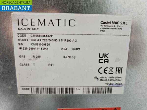 Machine à glaçons Icematic C38 en acier inoxydable machine à glaçons 34 kg p/d 230V build 2023 Horeca – Image 5