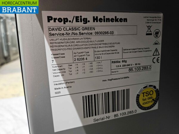 David Refrigerator Cooler 130 litres 230V Horeca – Image 5