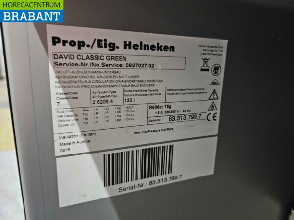 David Refrigerator Cooler 130 litres 230V Horeca – Image 5