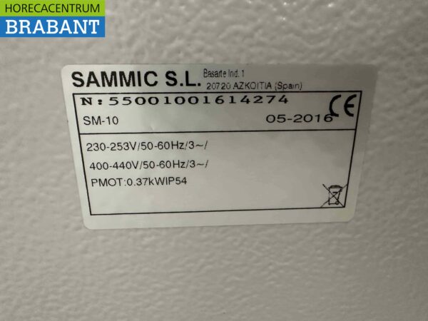 Sammic SM-10 Pétrin à spirale Mélangeur de pâte Bol en acier inoxydable 10 kg 400V Horeca – Image 6