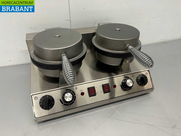 Gaufrier double en acier inoxydable avec minuterie sirop gaufre cornet de glace 230V Horeca – Image 2