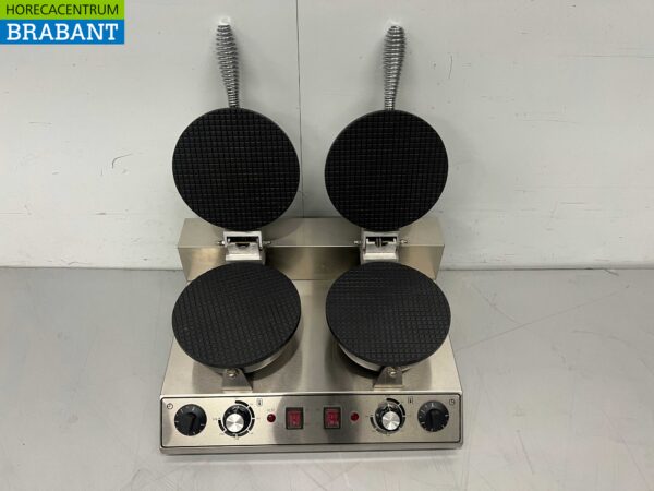 Gaufrier double en acier inoxydable avec minuterie sirop gaufre cornet de glace 230V Horeca – Image 4