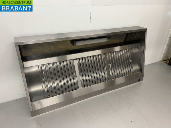 Hotte aspirante en acier inoxydable avec filtres à lamelles Premium-line 200 cm modèle incliné Catering – Image 2