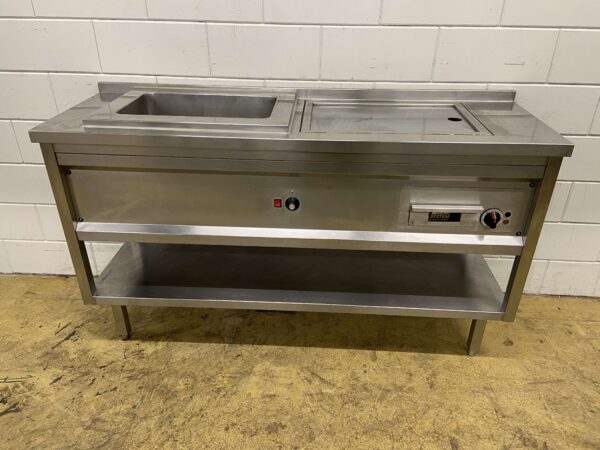 Menusystem inox plancha bain marie 165 cm 400V Horeca