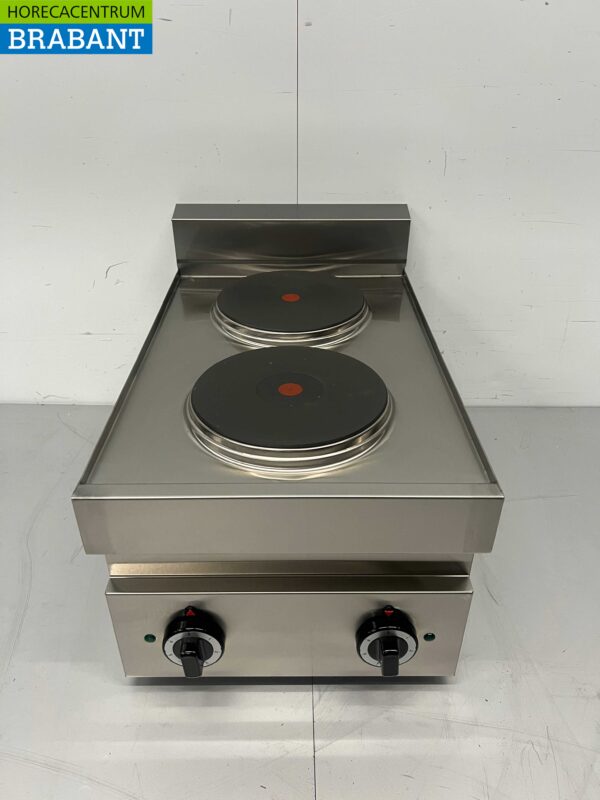 Plaque de cuisson électrique 2 feux en acier inoxydable Série 650 40 cm 400V Horeca