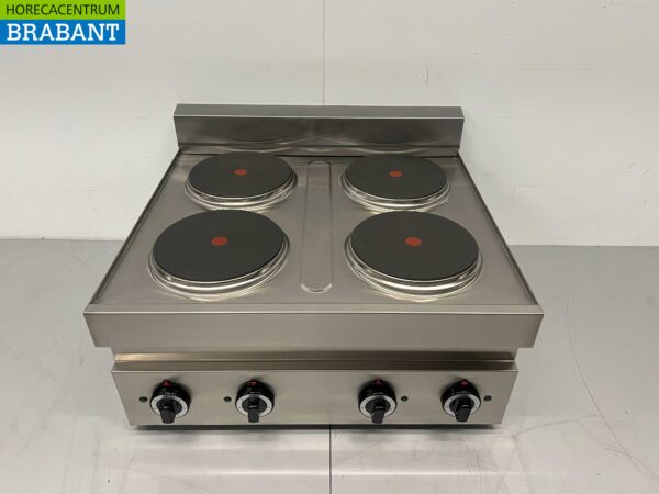 Cuisinière électrique 4 feux en acier inoxydable Série 650 70 cm 400V Horeca