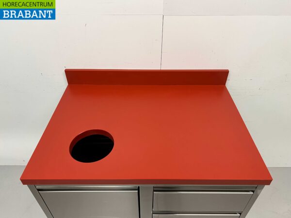 Acier inoxydable Polyéthylène PE Table de découpe Table à harengs Armoire de travail Poubelle et 3 tiroirs 100 cm Restauration – Image 6