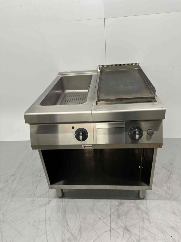 Plaque de cuisson Diamond en acier inoxydable avec bain-marie Gaz / 230V Horeca