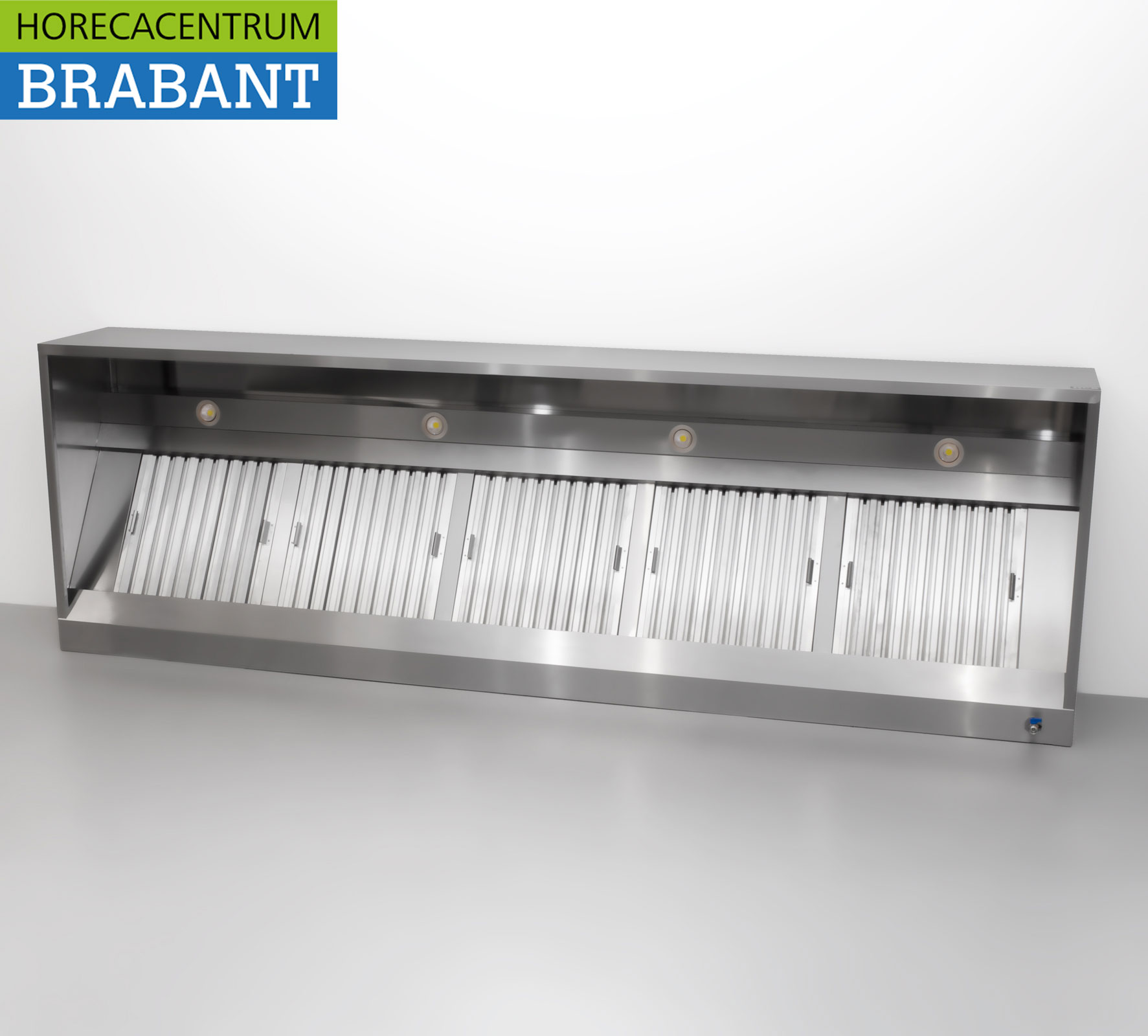 HCB hotte aspirante en acier inoxydable Hotte aspirante avec filtres à lamelles Premium-line 300 cm Box Box model Horeca – Image 2