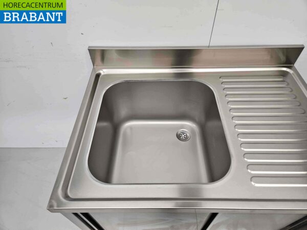 Evier en acier inoxydable Premium-line 2 portes coulissantes 100 cm Horeca – Image 5