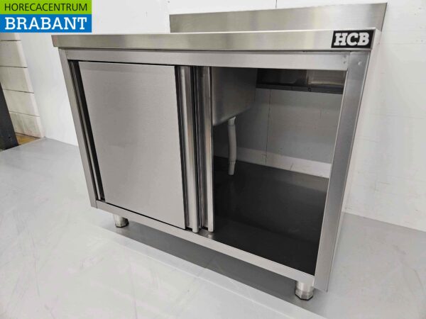 Evier en acier inoxydable Premium-line 2 portes coulissantes 100 cm Horeca – Image 6