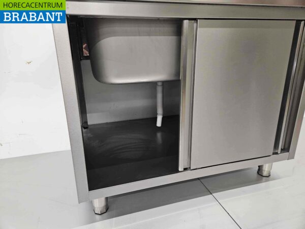 Evier en acier inoxydable Premium-line 2 portes coulissantes 100 cm Horeca – Image 7