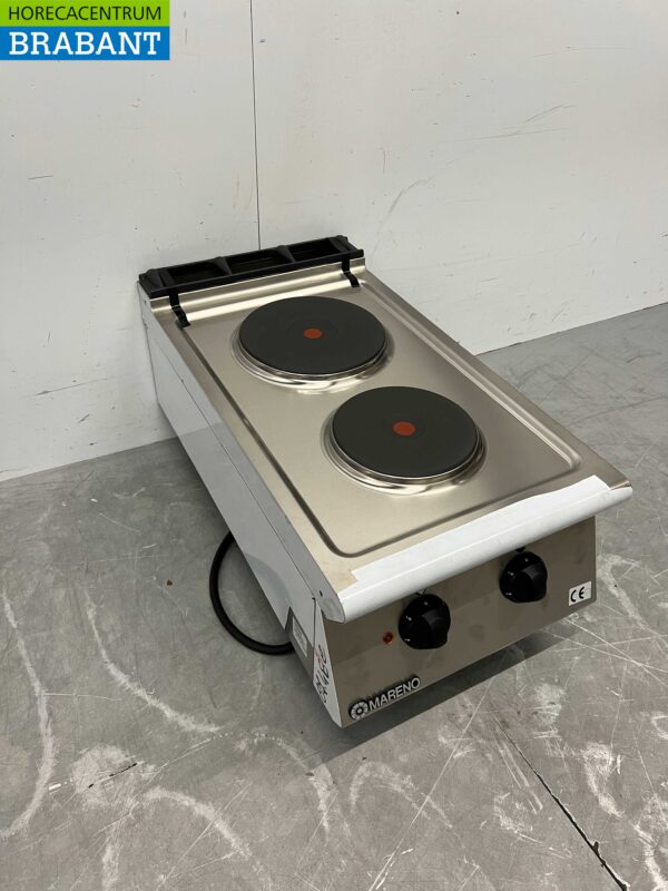 Plaque de cuisson électrique Mareno 2 feux en acier inoxydable 40 cm 400V Horeca – Image 2