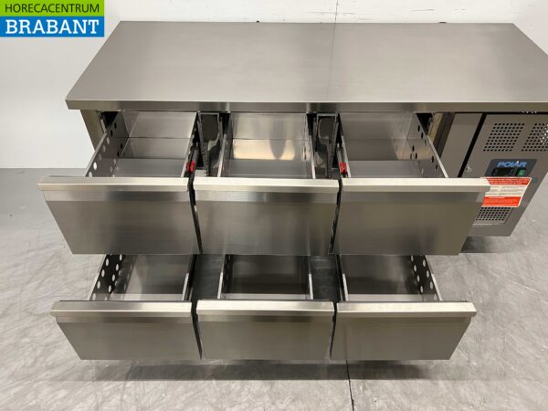 Établi réfrigéré Polar en acier inoxydable 6 tiroirs 179,5 cm 230V Horeca – Image 4