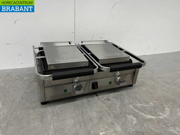 Gril à double contact Buffalo en acier inoxydable Gril à panini lisse 230V Restauration – Image 2