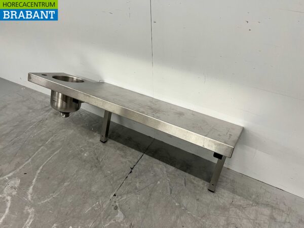 Etagère murale en acier inoxydable 98 x 31,5 cm avec petit évier Horeca – Image 3