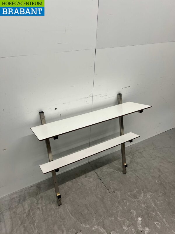Acier inoxydable Etagère murale 2 étagères 100 x 30 cm Horeca – Image 2