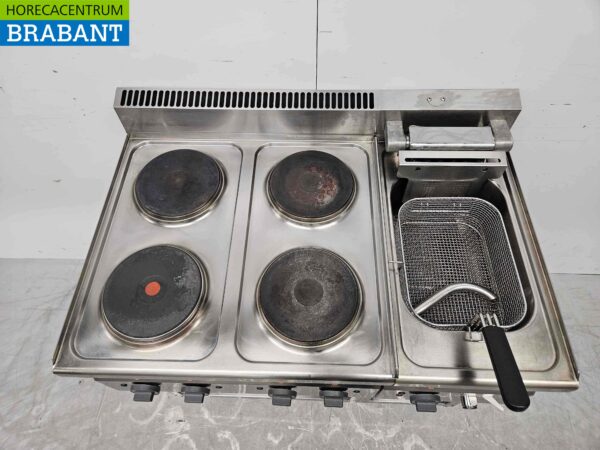 Ligne de cuisson modulaire en acier inoxydable Cuisinière électrique 4 feux et friteuse 90 cm 400V Horeca – Image 4