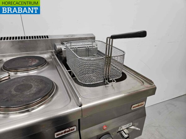 Ligne de cuisson modulaire en acier inoxydable Cuisinière électrique 4 feux et friteuse 90 cm 400V Horeca – Image 5